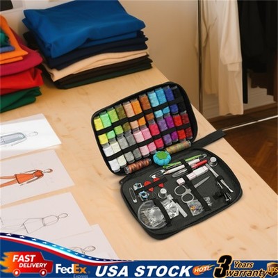 98Pcs Portable Sewing Box Kit Home Travel Sewing Threads Scissors Needles Set