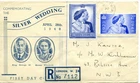 1948 SILVER WEDDING GREAT BRITAIN KING GEORGE 6th ILLUS FDC CDS PMK HAND ADDRESS