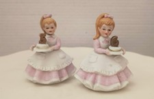 2 VTG LEFTON BIRTHDAY GIRLS BISQUE CHINA /HAND PAINTED/Age 5 & 6 yrs