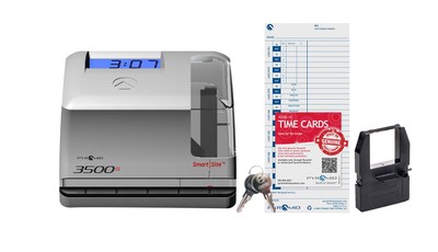 Pyramid 3500SS Light Gray Time Clock and Document Stamp with 25 Time Cards