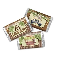 Jungle Safari Themed Birthday Party Mini Chocolate Candy Bar Sticker Wrappers 