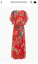 NWT RED Valentino gathered printed cotton and silk-blend voile midi dress IT38