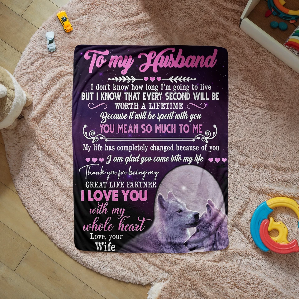 To My Husband Wolf Blanket Gift For Husband From Wife On Birthday Anniversary - Image 2 of 4