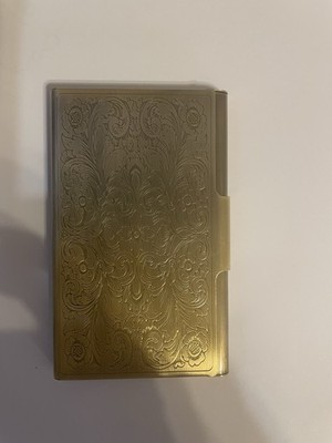 Retro Art Deco Paris Scroll Antique Brass Business Credit Card Holder ID Case
