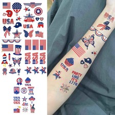 Semi Permanent Fake Temporary Tattoo American Flag Elements Waterproof for Arm