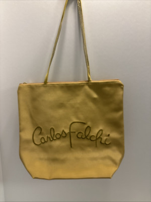 Carlos Felchi Vintage Yellow Gold Zip Shoulder Tote Bag Purse
