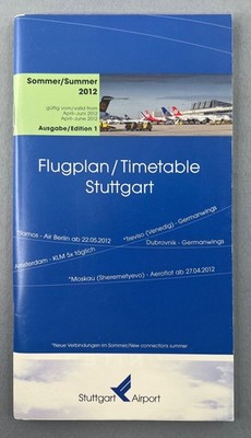 Stuttgart Airport Timetable Summer 2012 Airline Flughafen Flugplan Germany STR
