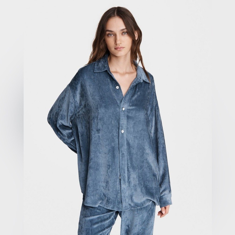 RAG & BONE Nusa Cord Button-up Shirt In Blue