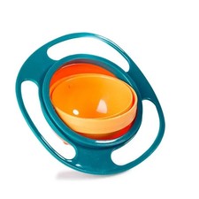 Spill Proof Gyro Snack Bowl for Babies Toddlers 360 Rotating Blue/Orange