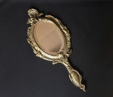 FACE À MAIN Style LOUIS XV Rocaille en BRONZE DORÉ à MIROIR BISEAUTÉ