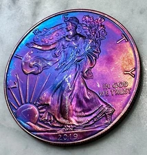 2019 Rainbow Toned American Silver Eagle 1 Oz .999 Silver 🌈