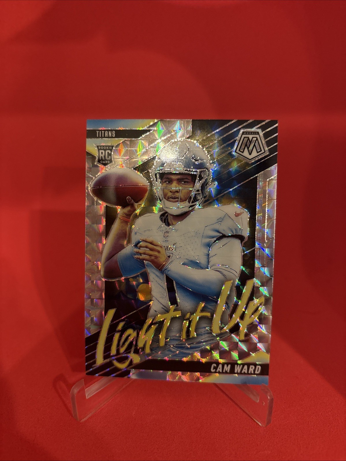 2025 Panini Mosaic CAM WARD Rookie Light It Up #2 Silver Mosaic SP RC Titans