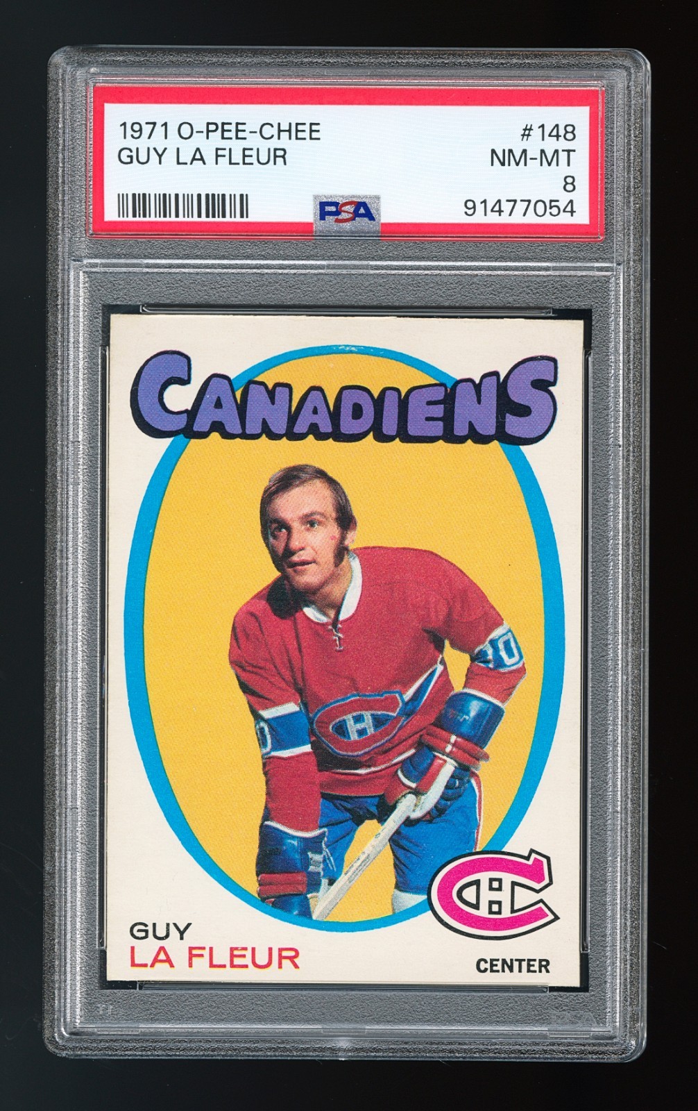 1971 O-Pee-Chee #148 Guy Lafleur Rookie Card PSA 8 with MINT corners