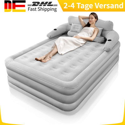 Aufblasbare Doppel King Size Luftbettmatratze Mit Pumppad Kit Grau DE