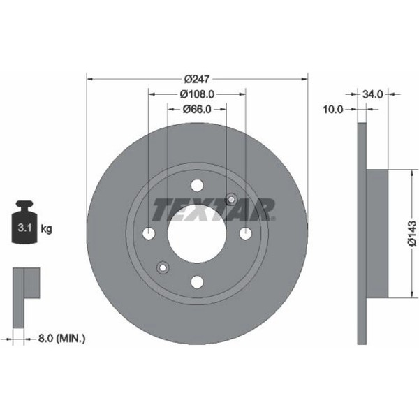 2X Textar 92029803 Bremsscheibe FüR Peugeot Citroen Saxo Zx C15 Visa 106 205 N2-image