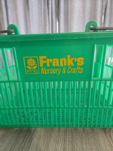 Vintage Frank’s Nursery & Crafts Plastic Shopping Basket - Green - Retail...
