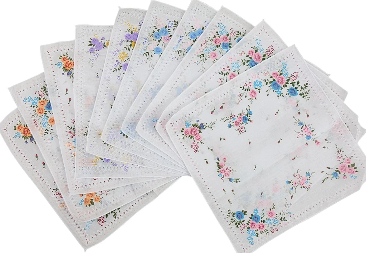 Floral Embroidery Hankies HANKYTEX Ladies' Cotton Handkerchiefs - Set Of 6 Embroidered Lace Hankies In Floral Colors Set Of 6 Hankies - Foto 2