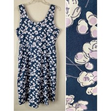 PACT Fit Flare Sleeveless Dress XXXL Organic Tie-Back Navy Floral Vacation