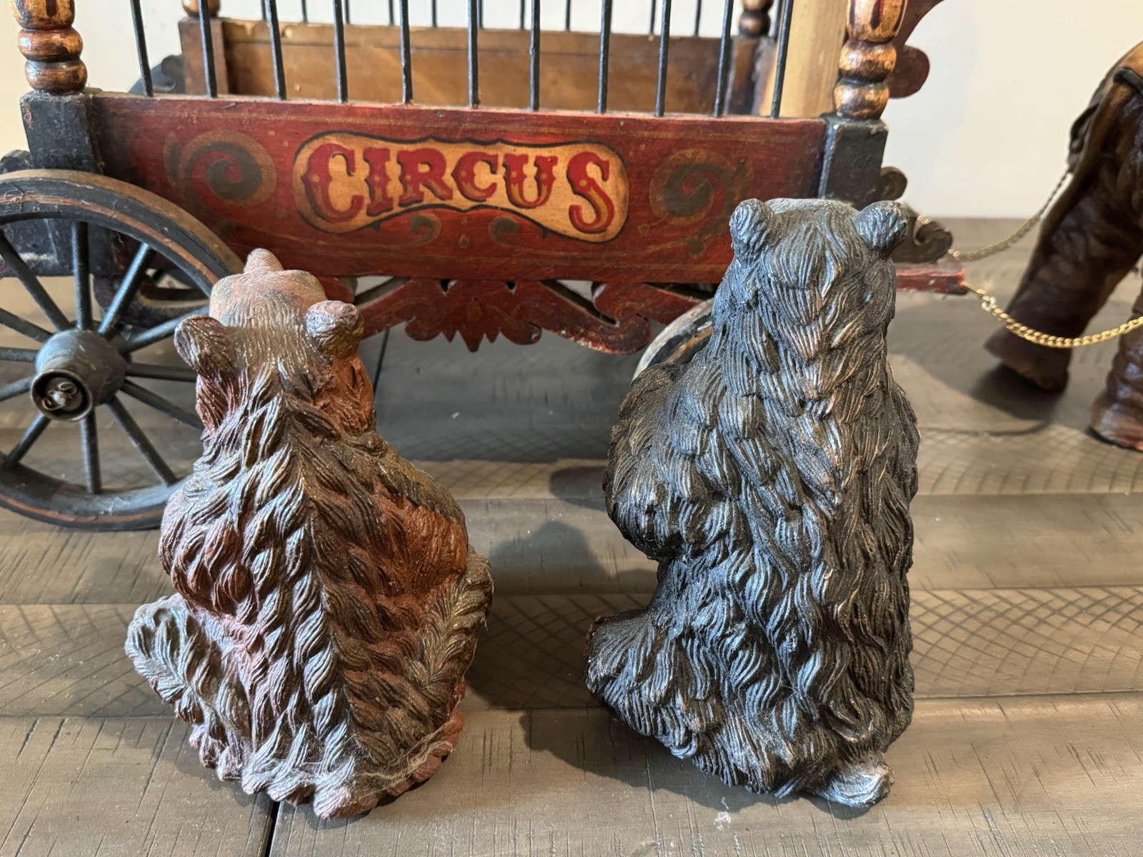 1920-1940s Barnum & Bailey Circus Wagon w/ Clown, Elephant & Two Bears Set Of 5