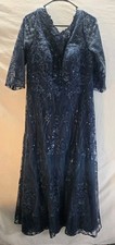 JJ House Women's 16W Navy Blue Lace Mother of Bride Gown Formal Gown Dress New
