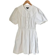 J.Crew Dress White Poplin Cotton Puff Sleeve Classic Summer Medium