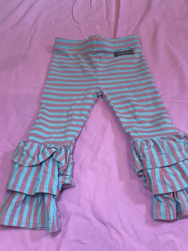 Matilda Jane Torta Big Ruffles Happy & Free Mint Green Stripe Pants Size 12-18M