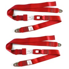 Two Point Red Lap Seat Belts Pair Hot Street Rat Rod Parts Accessories Hotrod Wj
