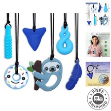 Safe  Fun 6-Pack Silicone Chew Necklaces for Kids  Adults - Sensory Toys