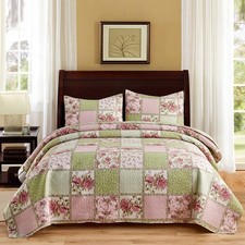 KING QUILT SET 3 PIECE QUILT SETS WITH 2 PILLOW SHAMS BOHO REVERSIBLE SOFT AND
