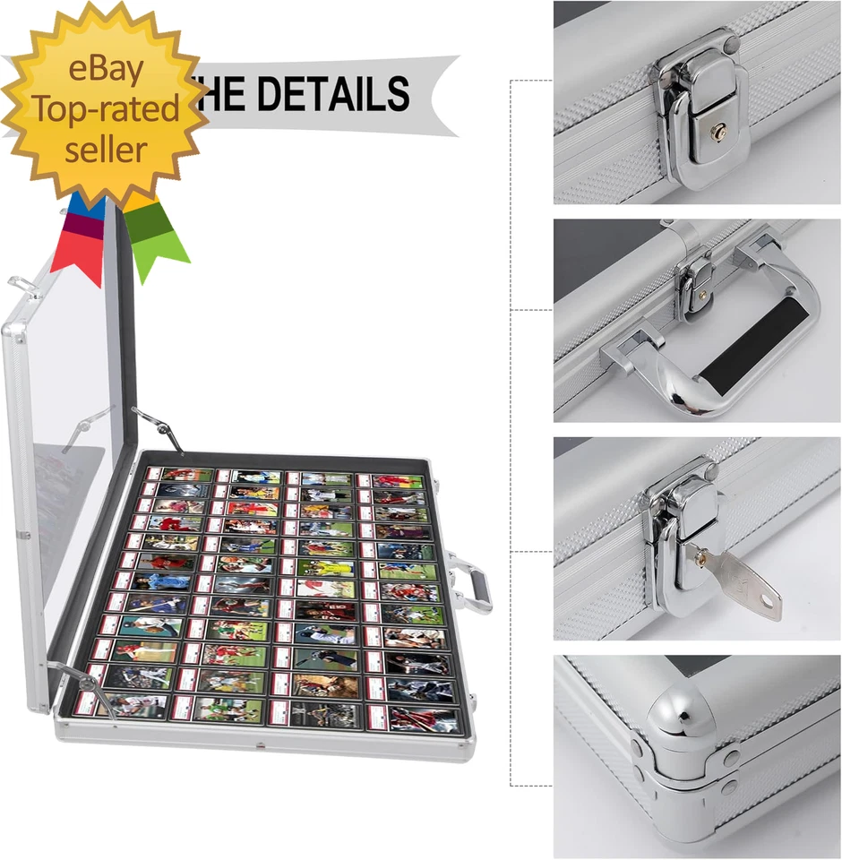 Aluminum Glass Display Case for Cards, XL Large Table Top Display Case with Lock - Image 3 of 4