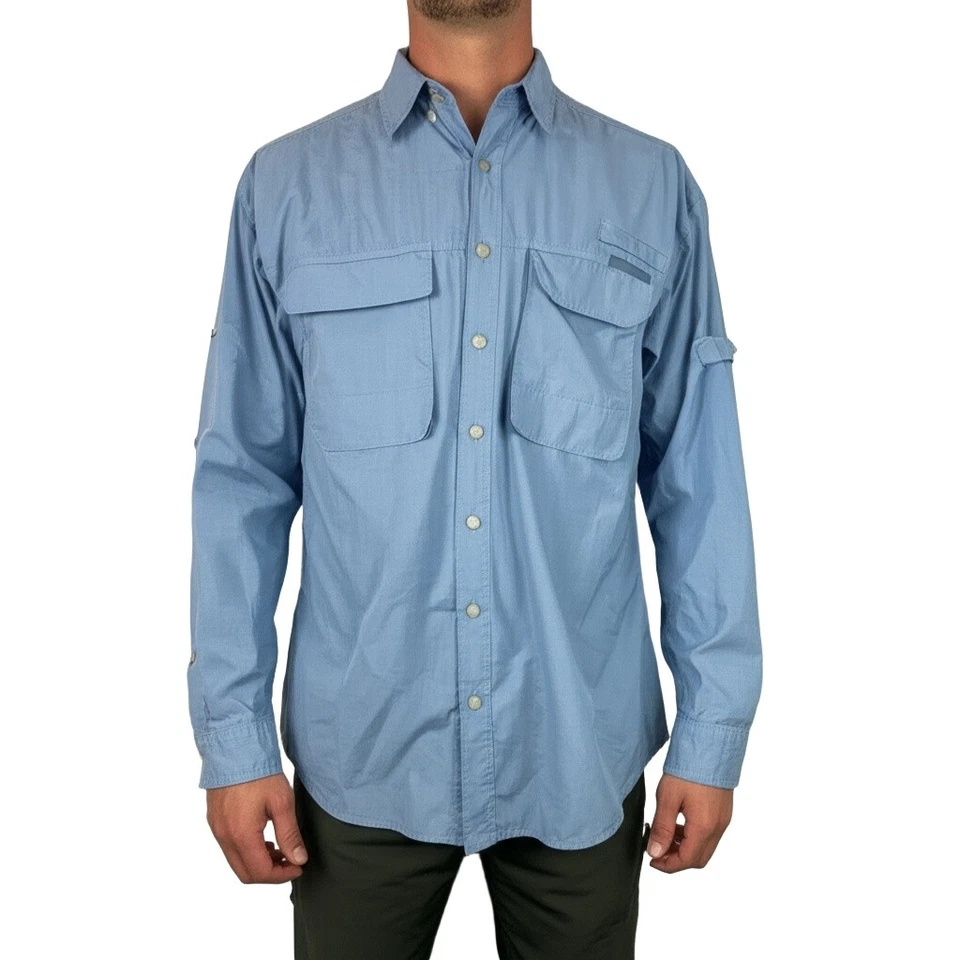 ExOfficio Long Sleeve Mens XL Light Blue Insect Shield Gorpcore Travel Fishing - Image 2 of 4