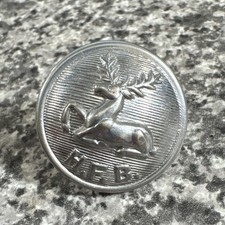 Vintage Hertfordshire Fire Brigade H.F.B. Uniform Button - Chrome Stag Hart