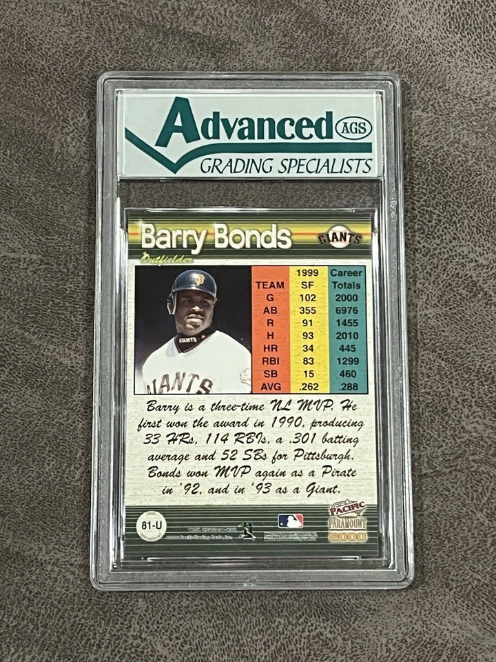 2000 Paramount Update Barry Bonds #81-U AGS 9 MINT! - Image 2 of 2