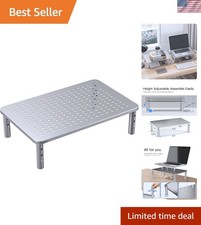 White Ergonomic Monitor Riser with 3 Adjustable Heights - Modern Design