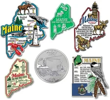 Maine Six-Piece State Magnet Set by Classic Magnets, Includes 6 Designs