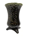 Hull Ugo Vase MCM Art Pottery Embossed 3 Footed Brown Green Drip Glaze Vintage