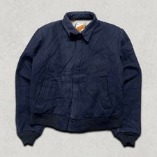 Contemporary Sportif Bomber Jacket Mens Large Vintage Wool Lined Coat, Navy