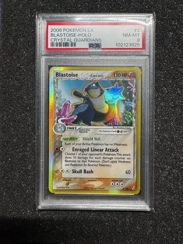 Blastoise EX (Delta Species) - Crystal Guardian 2/100 Holo Rare - PSA 8
