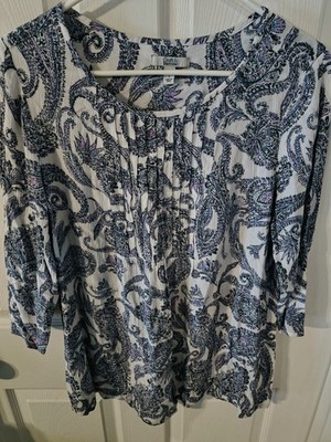 Croft and Barrow Top Size S P2P 21 LENGTH 27 Multicolor Scoop Neck 3/4 Sleeve 