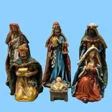 Christmas Nativity Set 6 Pc Resin Figures Mary Jesus Wise Men Holiday Decor TII
