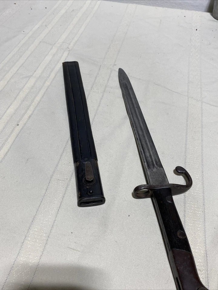 Primera Guerra Mundial Simson & Co Suhl. Bayoneta alemana Mauser 1908, original con funda de cuero Foto 3 de 4