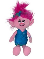 Trolls Dreamworks Pink Poppy Blue Dress Plush Stuffed Animal 15"