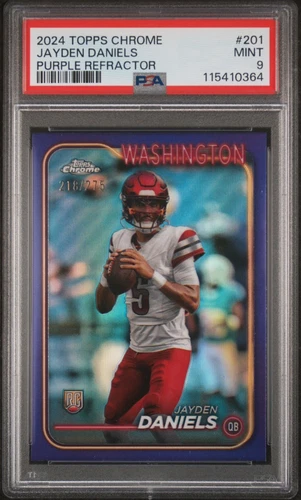 2024 Topps Chrome 201 Jayden Daniels Purple Refractor 218/275 PSA 9