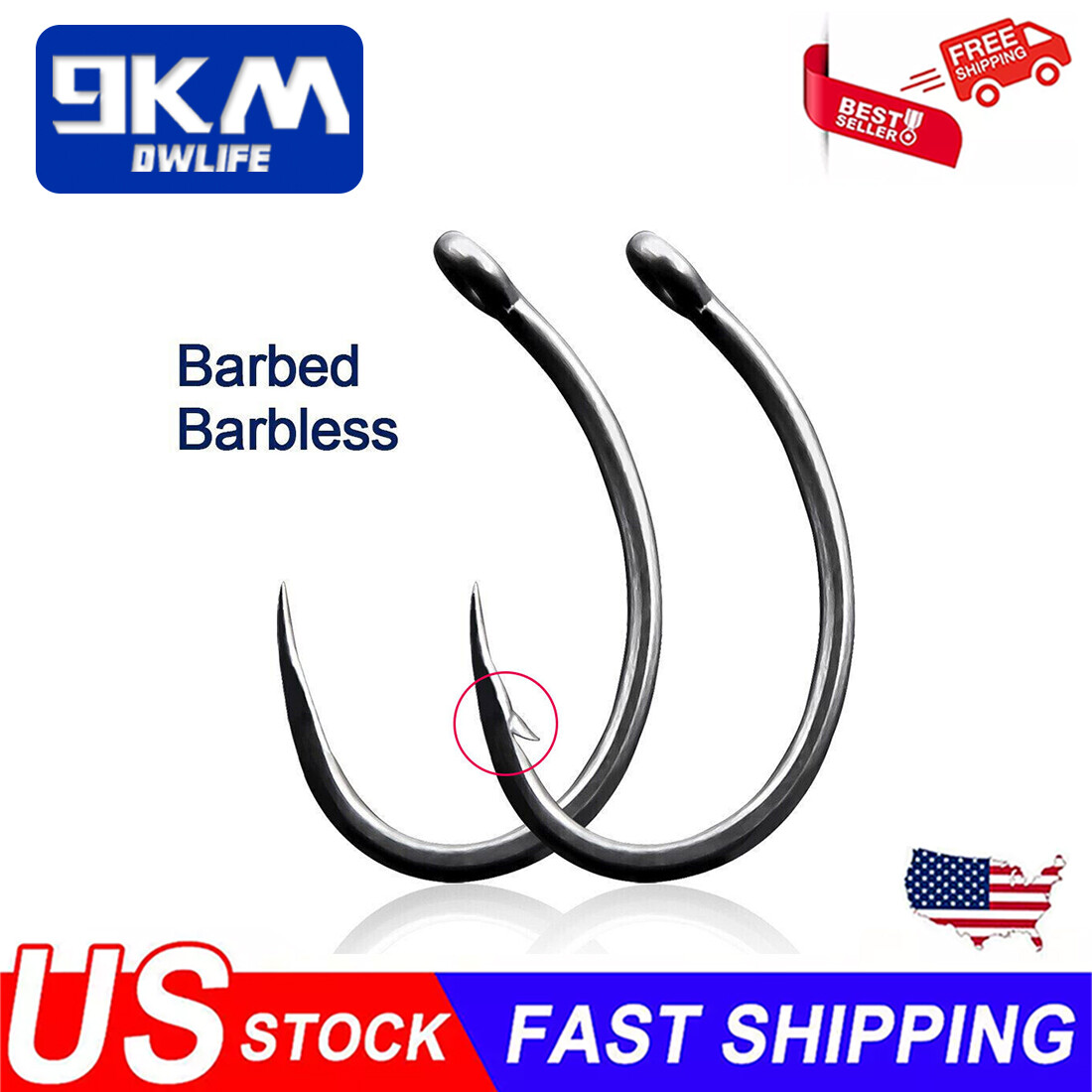 100Pcs Barbed/Barbless Fishing Hook Curved Nymph Emerger Shrimp Hooks Carp  Hooks