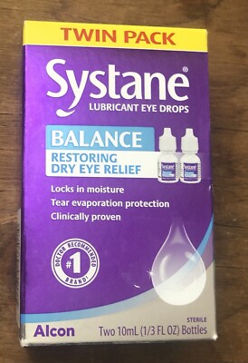 SYSTANE BALANCE RESTORING LUBRICANT DRY EYE RELIEF TWIN PACK EXP 07/2027 NEW