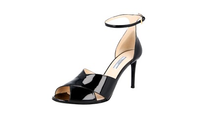 PRADA Lackleder Slingback Pumps Sandalen - 1X640H - Schwarz - NEU -  40,5 UK 7.5
