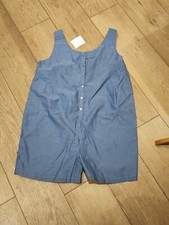 Blue Denim Cotton Playsuit. Maternity