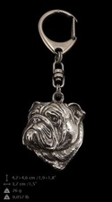 Bulldog silver covered keyring, high quality keychain Art Dog