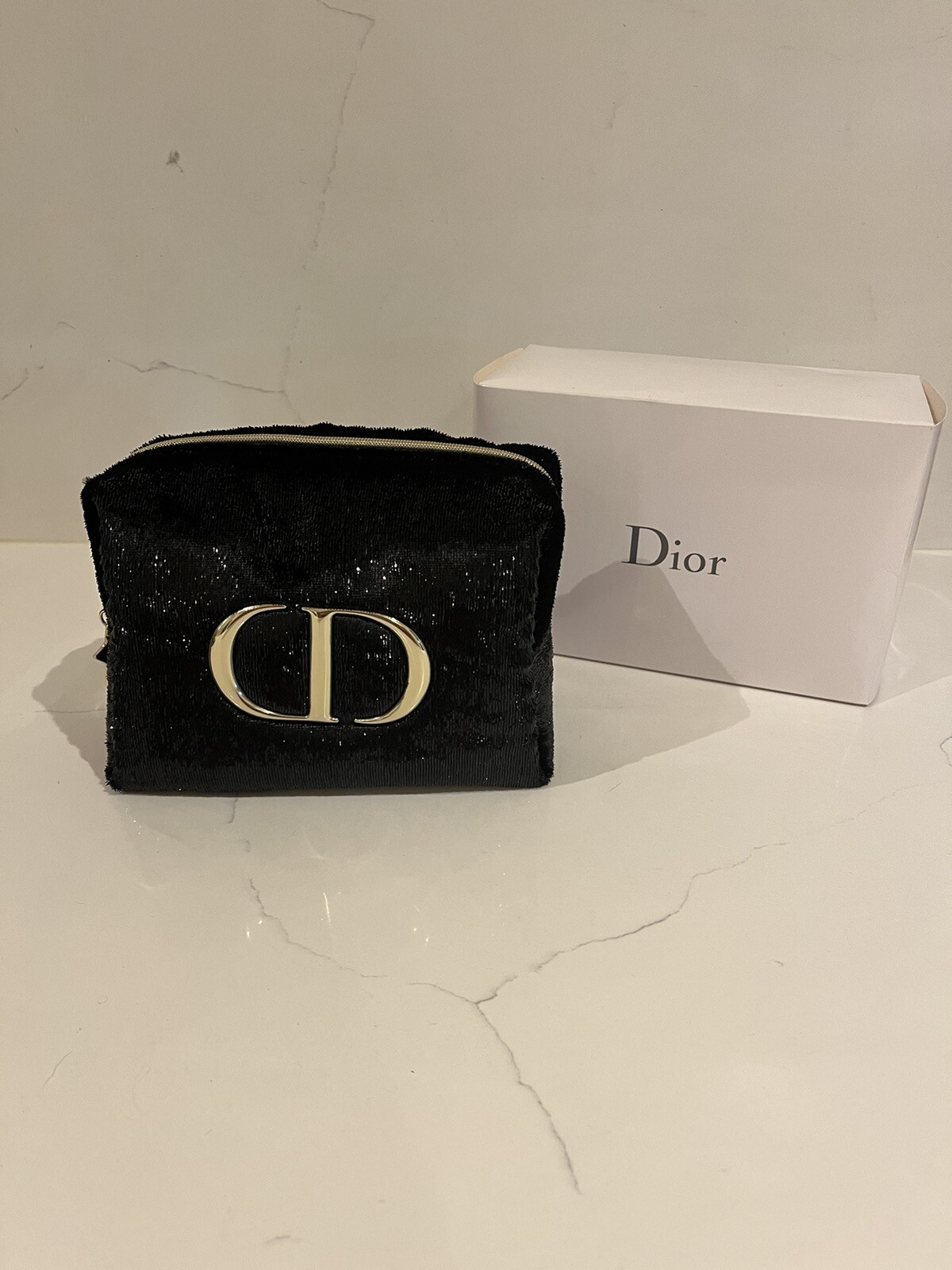 DIOR Black Sparkle Trousse Pouch New In Box-image