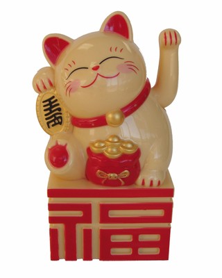 Japanese Maneki Neko Beckoning Feng Shui Money Good Fortune Waiving Lucky Cat 